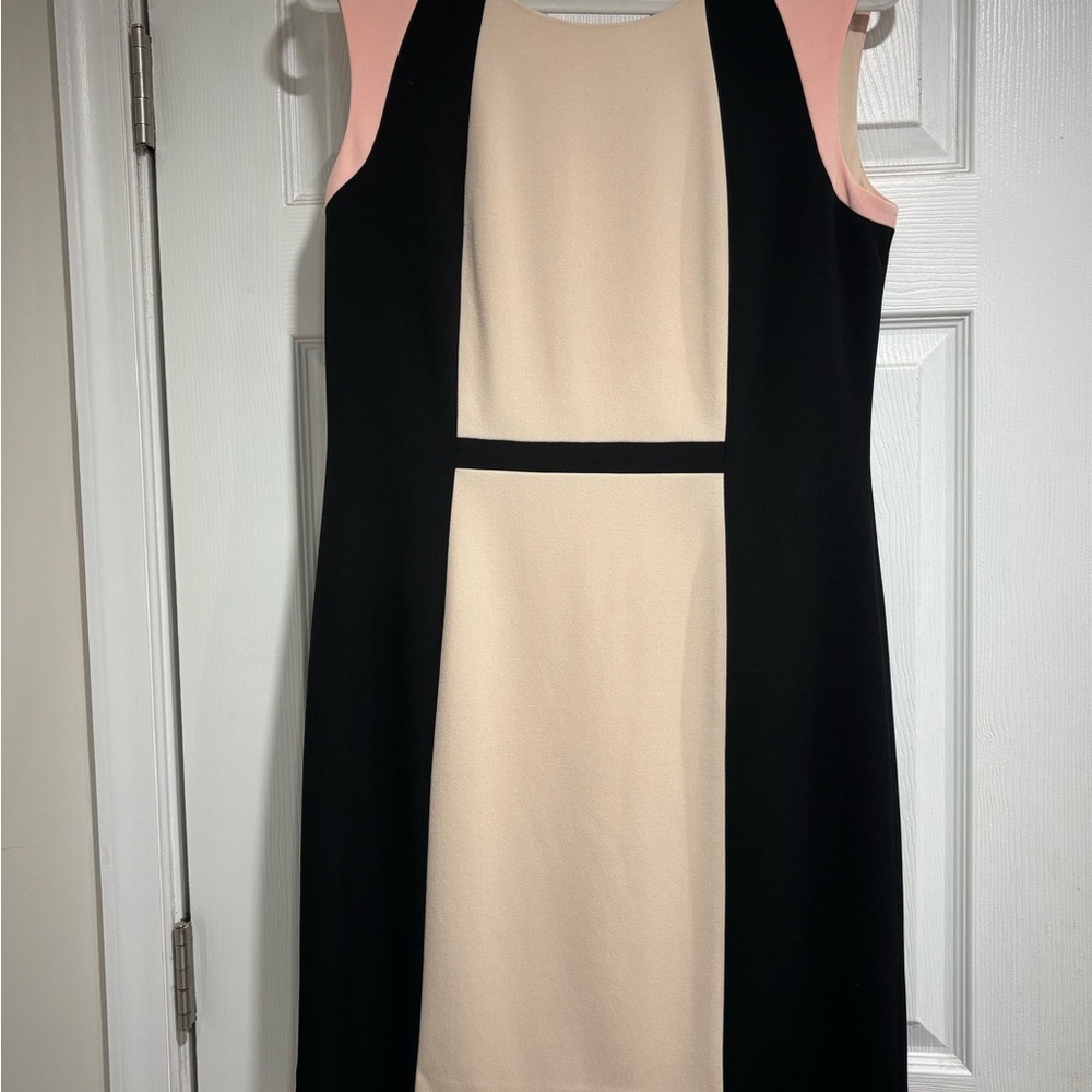 Tahari Black and Cream Colorblock Mini Dress